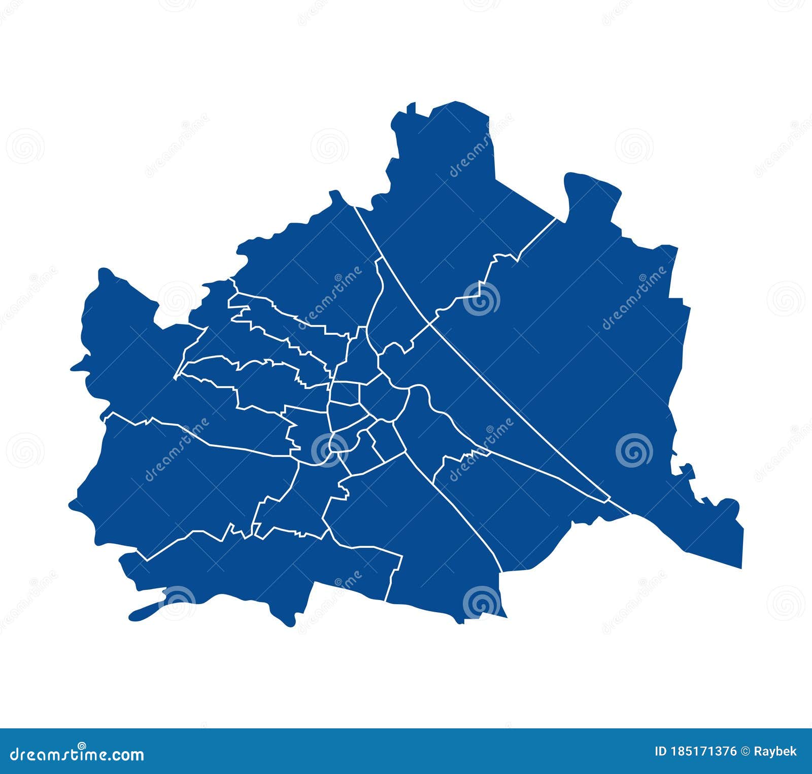 outline blue map of viena